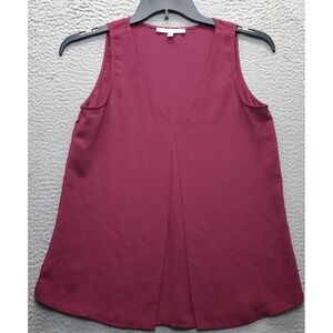 Daniel Rainn Chiffon Tank Top Women's Small Burgundy Kalia Cut Wide Strap V-Neck